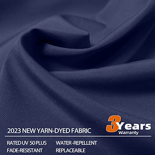 Purple Leaf 10 Feet Double Top Deluxe Solar Powered Led Square Patio Umbrella Offset Hanging Umbrella Outdoor Market Umbrella Garden Umbrella, Navy Blue #TOP3