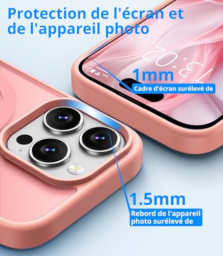 Coque iPhone 15 Pro Max antichoc rose protège écran verre trempé