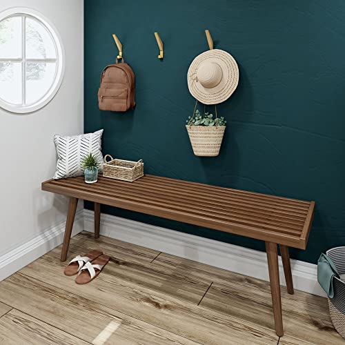 Plank+Beam Mid-Century Double Wood Entryway Bench, Walnut, 56.25" (Pb184302-008) #TOP2