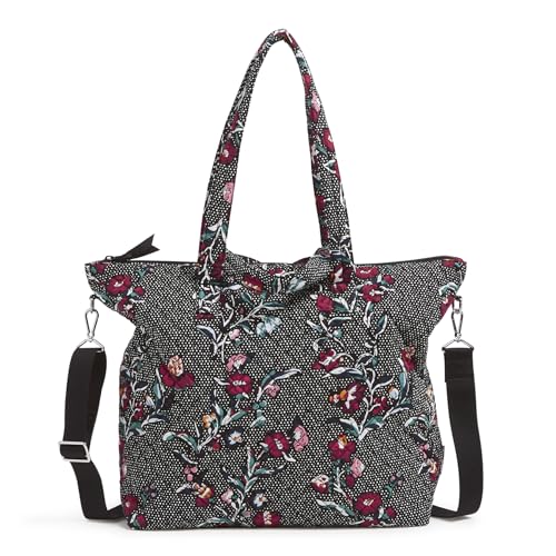 Vera Bradley Cotton Slouchy Tote Bag, Perennials Noir Dot