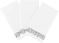 Vista 9 de Party Bargains Toallas desechables de lino para invitados, paquete de 100, 12 x 17 pulgadas, color blanco con estampado plateado, toallas de mano