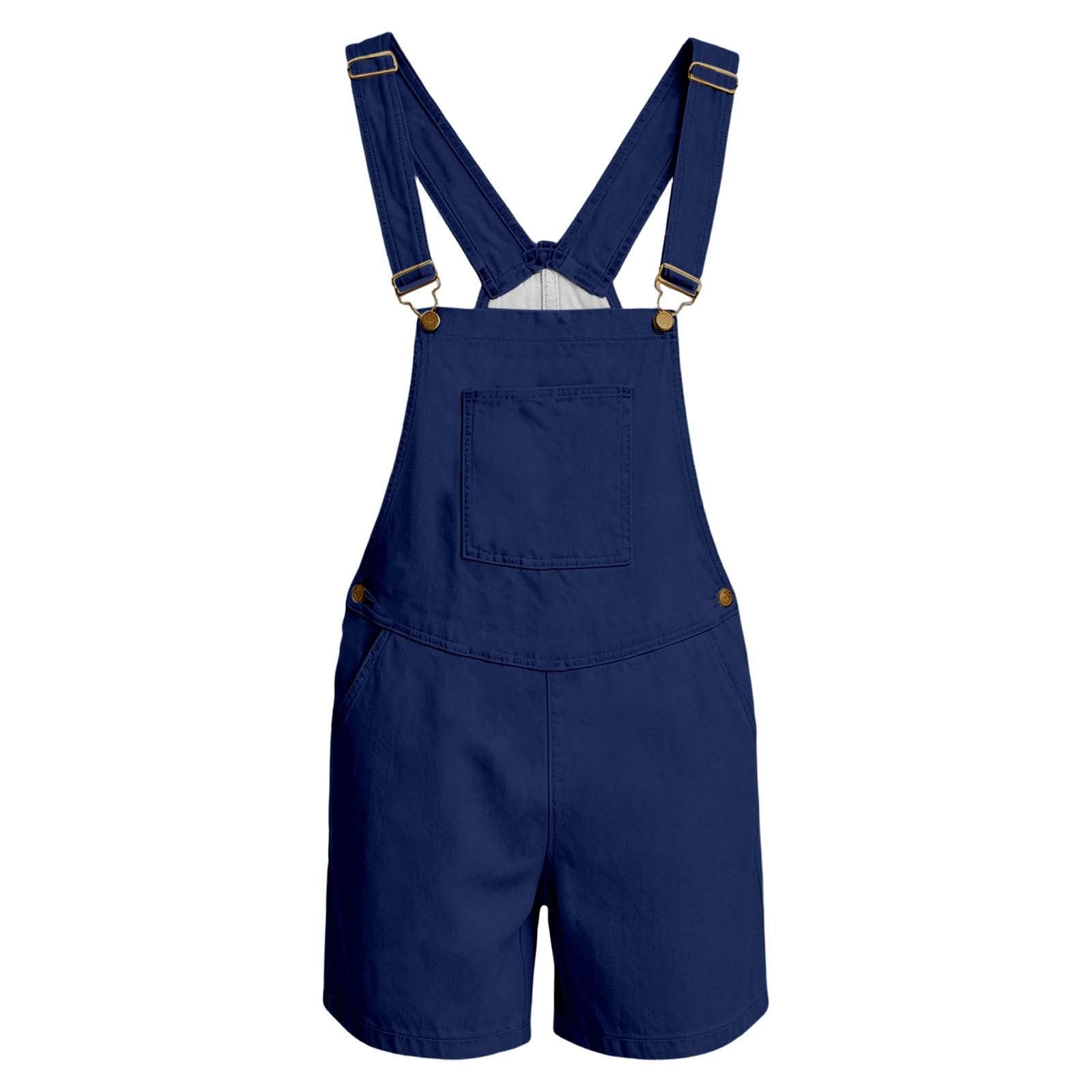 Générique Salopette en Jean pour Homme Short D'été Combinaison en Jean Salopette Cargo Baggy Pantalon de Travail Court Coupe Ample Vintage avec Poches