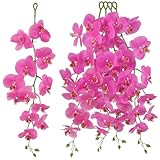 Fqueelvys Light Purple Orchid Artificial Flowers,4PCS Real Touch Fake Hanging Flowers Faux Phalaenopsis Orchids Plants for Wedding Party Wall Garden Outdoor Home Decor (Light Purple)