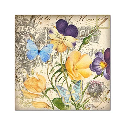 Papillon bleu plaque murale en bois vintage pour décorer votre porche