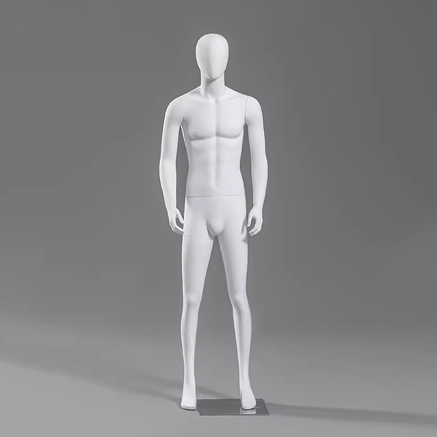 6.2 Foot Tall Man Dummy Torso Model Stand with Head & Arms, Black White Male Mannequin Full Body for Display Clothes, Retail Shops Dress Mannequin Clothing Form(White,Style1)