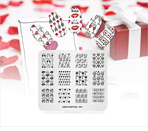 KADS Nagelstempelplatten Set – 10 Stück, Edelstahl, Mit Herz, Blume, Kaninchen & Mehr Für Nail Art