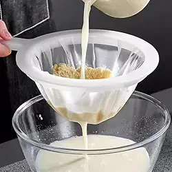 Coador de malha de nylon ultrafino para cozinha, peneira de plástico, malha fina com alça, ferramenta de cozinha para leite de soja, café, leite, iogurte, suco, filtro de folha de chá, mel, vinho