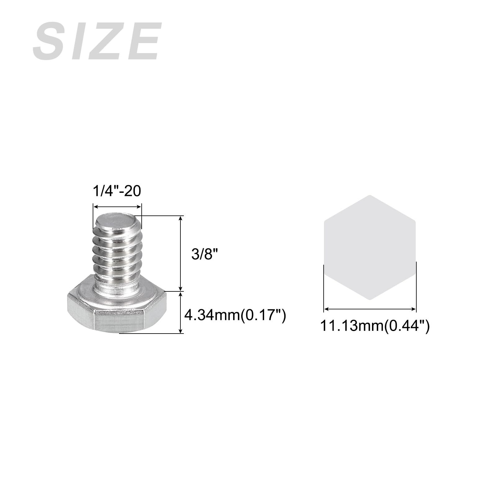METALLIXITY Hex Head Bolts (1/4-20 x 3/8") 30Pcs, 304 Stainless Steel 18-8, Fully Threaded, External Hex Drive, Plain Finish - Image 2