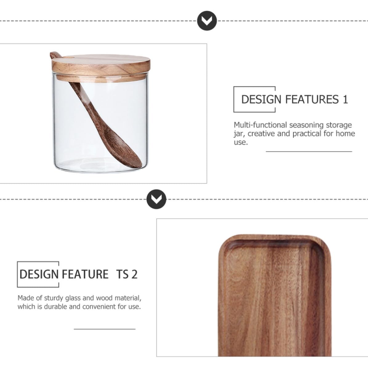 IMIKEYA Gewürzglas Stilvolles Design mit Holzdeckel und Löffel 1 Satz Multifunktionaler Gewürzbehälter aus Klarem Glas für Küche und Esszimmer