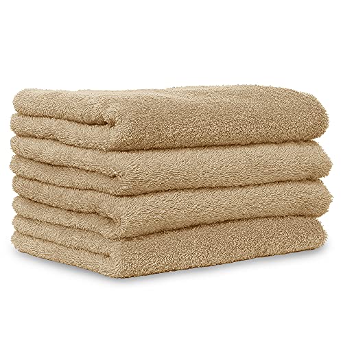 アイリスプラザ綿100% 日本製 1秒瞬間吸水 ビッグフェイスタオル 4枚セット バスタオル程大きくないのでかさばらず洗濯に困らないタオル しっかりした肌触りでゴシゴシ身体を拭けるので男性に 泉州タオル後晒製法で清潔 空気を含む両面ロングパイル 乾きやすく、かさばらないので持ち運びにも困らない吸水タオル 毛巾 face towel キャメル