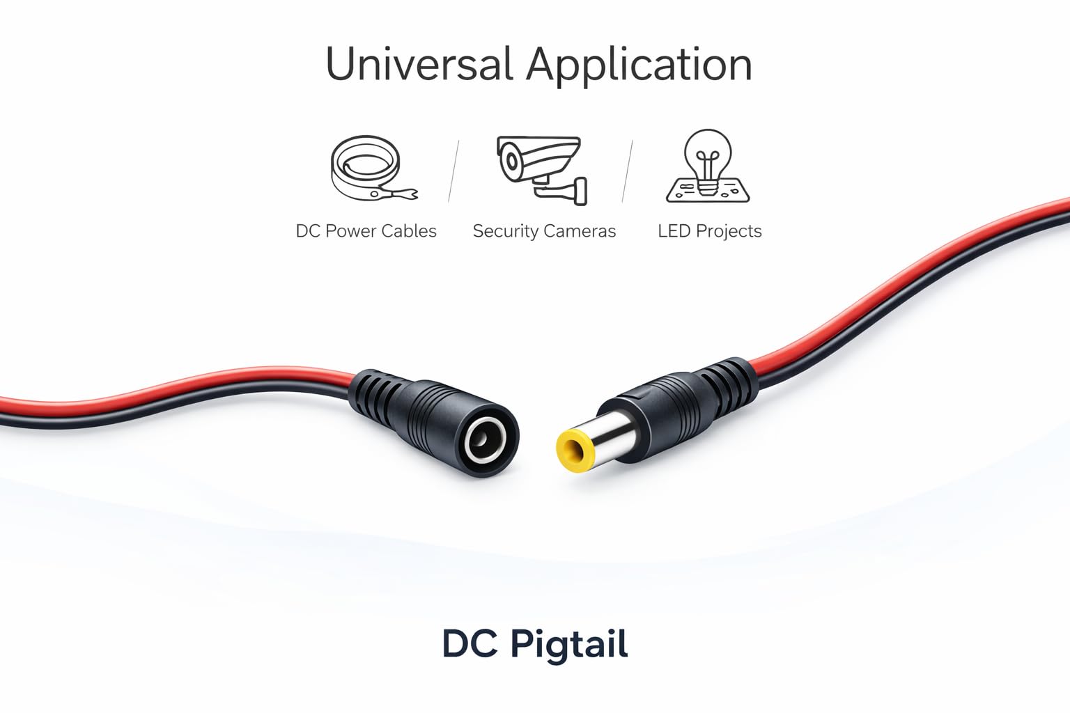MAXXION 18AWG 10 Pairs DC Power Pigtail DC Cable Male & Female Plug Adapter Connector for CCTV Security Camera Extension Cord (2.1mm x 5.5mm), Red (WIRE DC CABLE MALE+FEMALE) 2