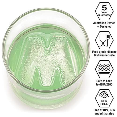 Drinksplinks Letter M Ice Tray + Star Silicone Ice Cube Mold - Letter M Ice Trays For Freezer - For Mom, Large Alphabet Initial M Names Monogram Cocktail Ice Molds For Mimosas And Moscow Mules. #TOP1