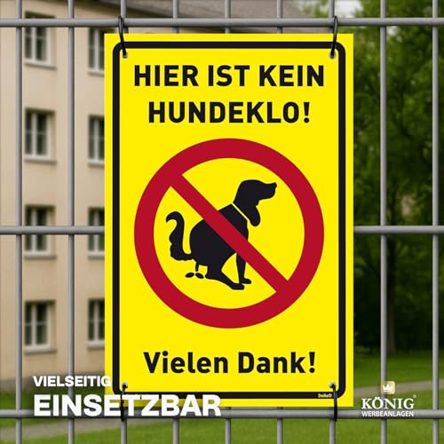 Schild Hier ist kein Hundeklo! gelb | stabiles PVC Schild mit UV-Schutz 20 x 30 cm | Hundehaufen, Hundetoilette | Dreifke®