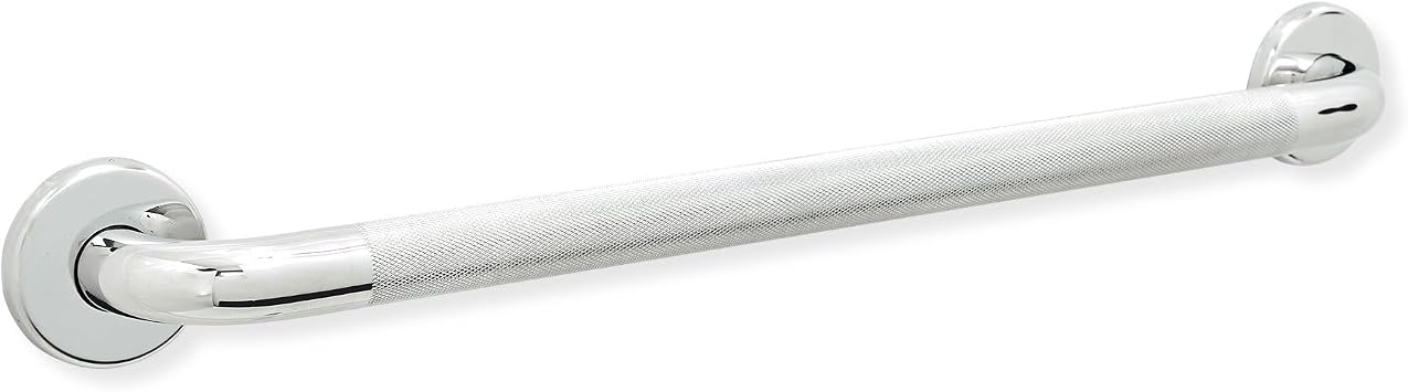 Grab Bar for Bathtub Shower - Stairs Bed Toilet Bathroom / Stand Assist & Safety Handrail / 304 Stainless Steel / Knurled Grip / Polished Chrome / 36"