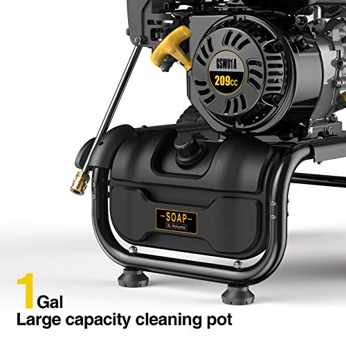 BLUBERY 3200 PSI Gas Pressure Washer, 2.4 GPM High Power Washer, 25 Ft Pressure Hose&Soap Tank, 5 Nozzles, EPA&CARB Compliance, 49 States,Black
