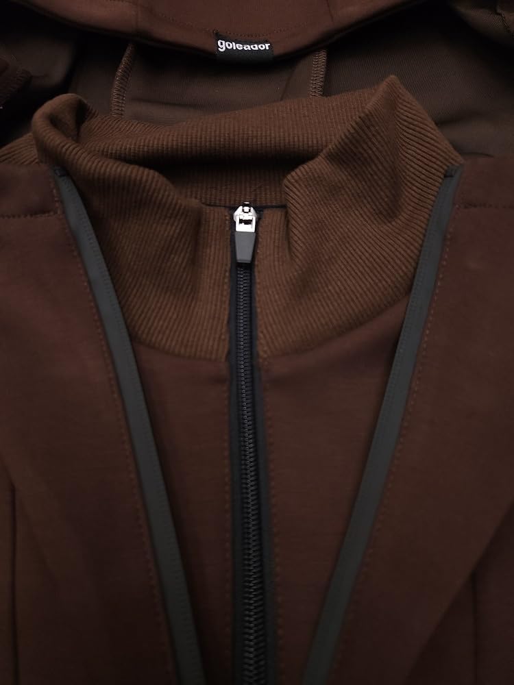 ゴレアドール] ダンボールニット レイヤードフード ハーフZIP