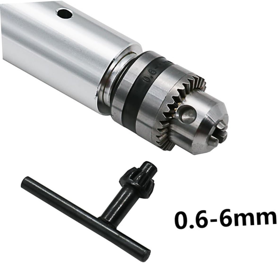 Mini Precision Pin Vise Hand Drill Set with Key Wrench | Alloy Build, 0.6-6.0mm Clamping Range, Silver Finish, for Electronic Assembling and Repair