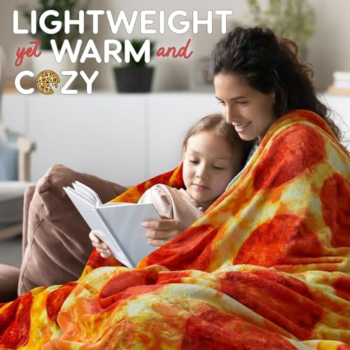 Image of Zulay Kitchen Pepperoni Pizza Blanket - Novelty Big Pizza Throw for Adults and Kids - Premium Soft Flannel Round Pepperoni Design for Indoors, Outdoors, Home & More, 285 GSM - 60 Inches