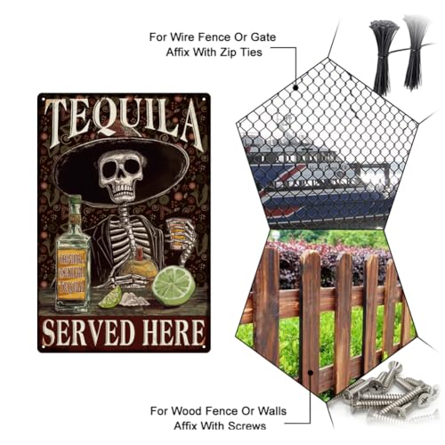 SUPERDANT Tequila Served Here Tin Signs Skull Metal Sign Poster Funny Bar Club Vintage Wall Art Plaque Home Wall Decor for Man Cave Garage Pub Kitchen Living Room Bedroom Party Decoration - Thumbnail 4