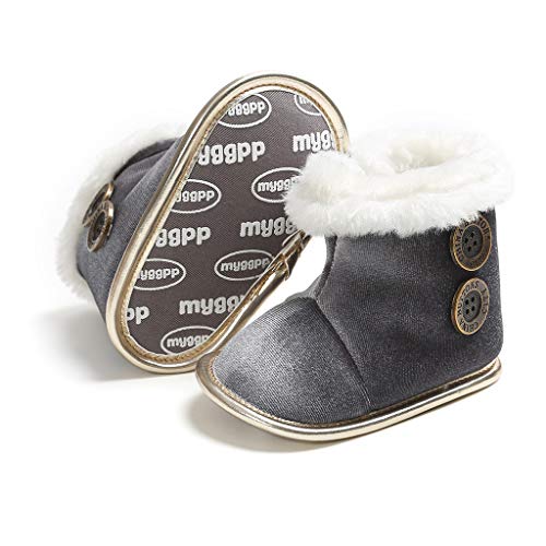 Auwer Baby Boy's Brown Warm Snow Short Boots First Walkers Shoes 0-18 Months?Gray?6~12 M?