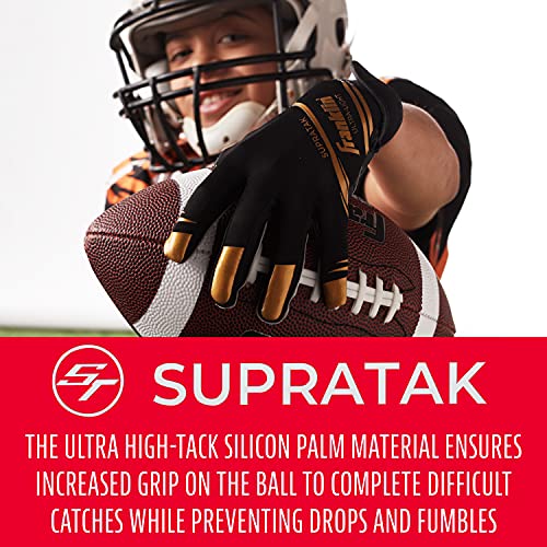 Franklin Sports Supratak Receiver Gloves - Adult Small - Black/Gold - image 3