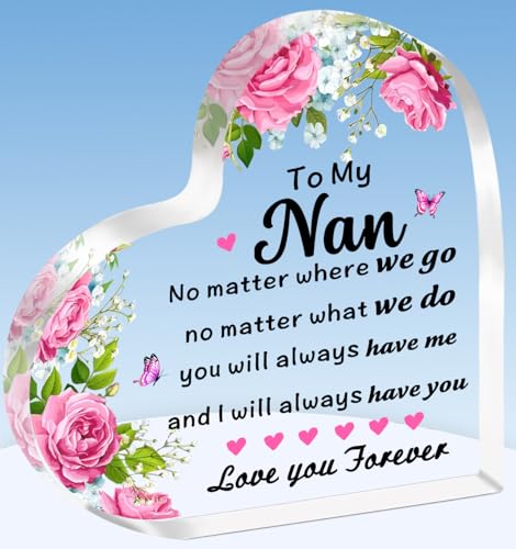 Image of TTOVEN Nan Birthday and Mothers Day Gift - Beautiful Heart Acrylic Plaque for Christmas
