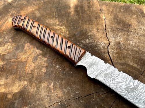 Empire - 24 Inch Long Full Tang - Handmade Damascus Steel Hunting Sword with Sheath - Rose Wood Grip - Sharp Edges - Hand Forged Combat Sword - Best Gift for Him