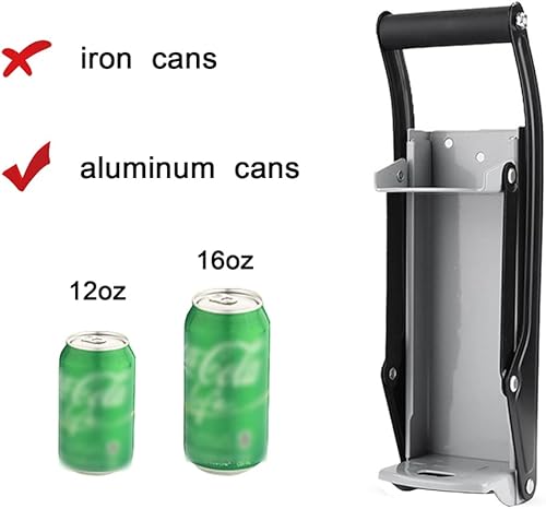 Miniatura 5 de Trituradora de latas, adecuada para latas de aluminio de 12 oz y 16 onzas, latas de soda, latas de cerveza, etc., herramienta de reciclaje