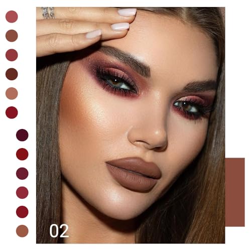 Image of evpct 1Pcs Brown Matte Liquid Lipstick Lip Gloss Glossy Set for Black Women 24 Hour Silky Velvet Lipstick labiales matte larga duracion mate 24 horas originales 02#