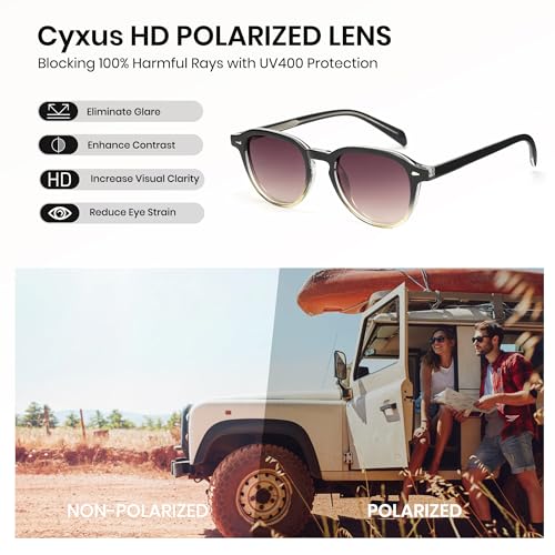 Cyxus Polarized Retro Round Sunglasses For Women Men Vintage Classic Style UV400 Protection P15543