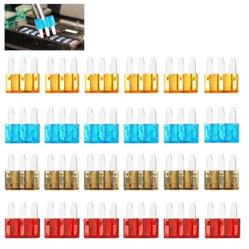 YENOVO Micro 3 Blade Fuse Kit, 5A/7.5A/10A/15A Automotive Fuses with Clear Window for Cars, Trucks, Boats, RVs, Assorted 3-Prong Circuit Protectors, Ideal for Mechanics, DIYers (4 Types(24PCS))