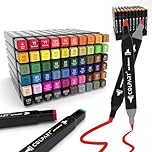colpart 60 Colors Alcohol Markers Brush Tip Dual Tip Art Markers for Kids Marker Pens with Pen Holder and Carry Bag for Adult Coloring Painting Supplies for Painting, Coloring, Sketching and Drawing