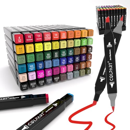 60 Colors Alcohol Markers Brush Tip Dual Tip Art Markers for Kids Marker Pens with Pen Holder and Carry Bag for Adult Coloring Painting Supplies for Painting, Coloring, Sketching and Drawing