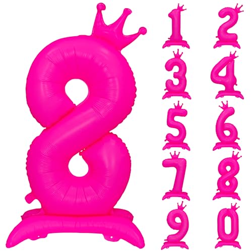 40inch Fluorescent Pink Birthday Number 8 Balloons Pink Balloon