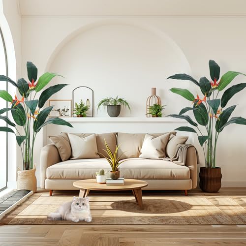 GarveeHome Bird of Paradise Artificial Bird of Paradise Plant 6FT(72in) Fake Palm Tree for Indoor Outdoor Modern Decor Faux Plants for Home Office Perfect Housewarming Gift with 14 Trunks Faux Leaves