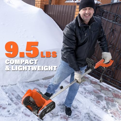 Maxlander Electric Snow Shovel, 11 inch 10Amp Corded Snow Shovel for Driveway, Electric Shovel for Snow Removal with Powerful Motor and Adjustable Handle, 300lbs/Min