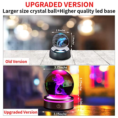 Moricere 3D Night Light For Kids, Mermaid Lamp, Crystal Ball With Led Colorful Lighting Touch Base, Kids Bedroom Decor As Christmas Holiday Birthday Gifts For Boys Girls #TOP2