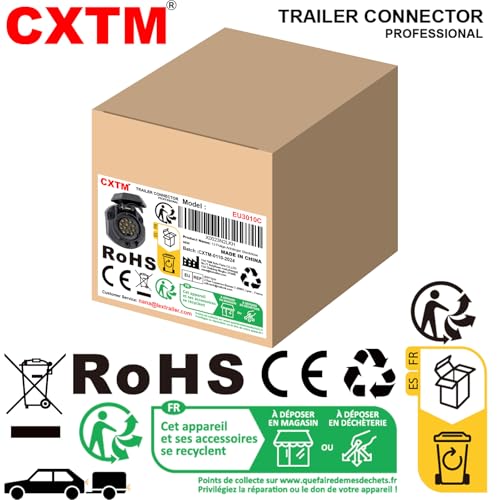 CXTM 13 Polig Anhänger Steckdose Set,mit Montagezubehör,12V Wasserdicht 13-pol Anhänger Stecker und Steckdose Nach ISO 1724,für Anhänger Wohnwagen RV,AHK Adapter (Steckdose)