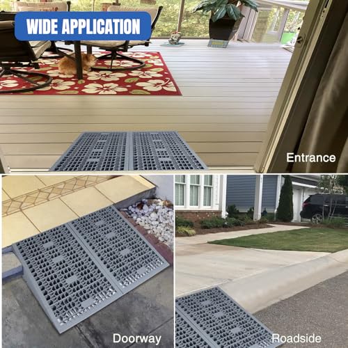 Nilight Modular Threshold Ramps, 4 Inch Rise Non‑Slip Interlocking Plastic Wheelchair Curb Doorway Ramp for Home Entry Indoor Outdoor, 2 Pack by Nilight - Image 6