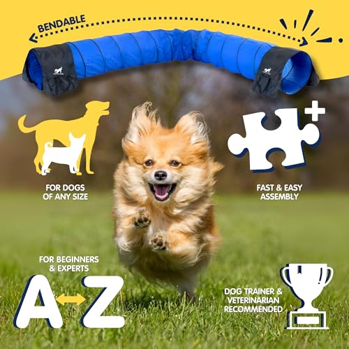 image for Fun for Tails 20-Foot Dog Tunnel or Agility Tunnel with Rope and Tenni
