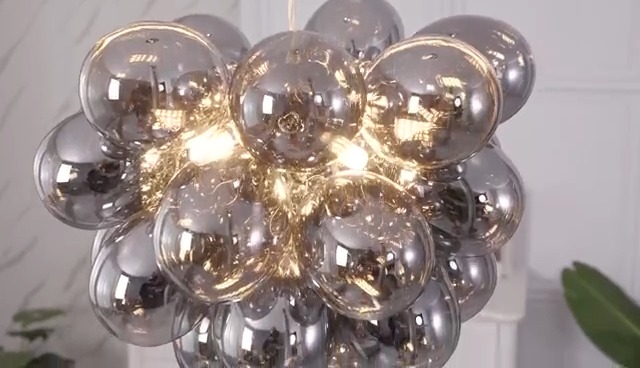 Longree Bubble Ball Chandelier Smoked Black, Dia 20 inch Oval