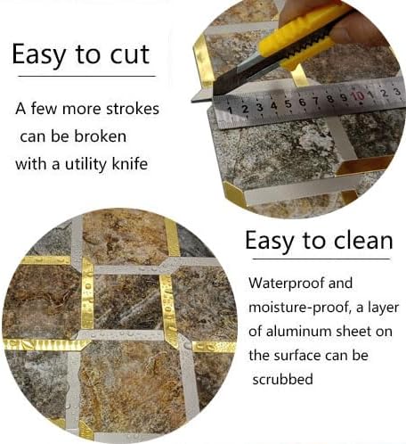 Miniatura 4 de XUANINY Azulejos metálicos para salpicaduras de 10 hojas, paneles de pared autoadhesivos de múltiples formas, mosaico 3D para decoración de cocina y