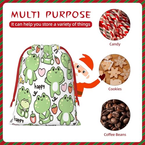 ZZhua Cute Frog Strawberry Grip Bag Drawstring Gift Bag Reusable Gymnastics Grip Bag For Anniversary, Wedding, Birthdays, Gym Small3