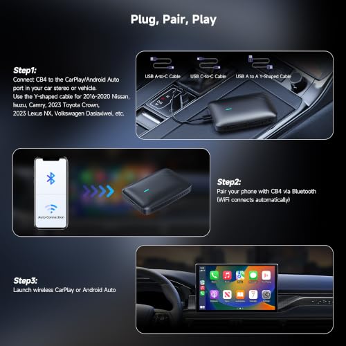 ATOTOSELECT Wireless CarPlay & Android Auto Adapter Support YouTube/Netflix - image 6