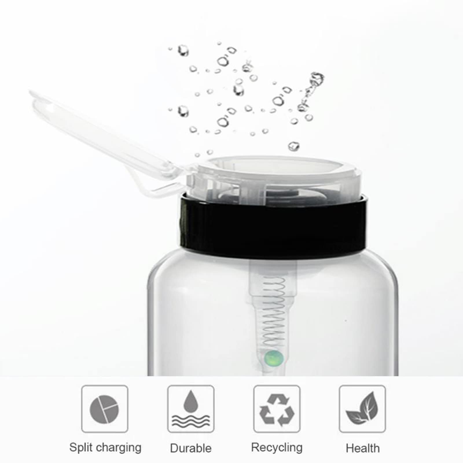 2 Pezzi 200ml Bottiglia vuota della pompa della pressione plastica Premere il contenitore del liquido,Portabottiglie per Rimozione Smalto per Set di Strumenti per Nail Art e Uso Personale