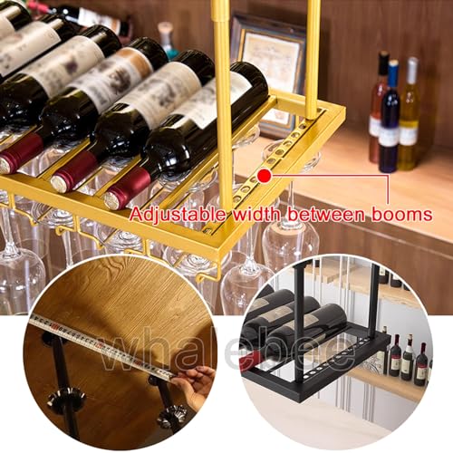Support à verres à vin suspendu en métal réglable pour plafond - 4