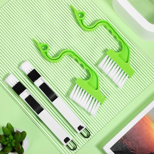 Image of 4 Pcs Window Track Cleaning Tools Set - Crevice Brushes for Efficient Cleaning of Window Grooves and Tight Spaces, Durable and Easy to Use