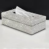 BlingChic Rectangular PU Leather Facial Tissue Box Napkin Holder, Handmade Box Holder for Home Offic