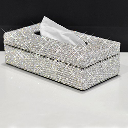 Blingchic Rectangular Pu Leather Facial Tissue Box Napkin Holder, Handmade Box Holder For Home Office, Car Automotive Decoration(1 White) #TOP2