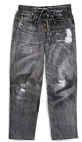 Collections Etc Distressed Faux Dark Denim Soft Cotton Lounge Pant - Drawstring Waistband for Great Fit3